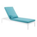 Patio Trasero Perspective Cushion Outdoor Patio Chaise Lounge Chair, White Turquoise PA1729224